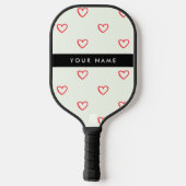 Red Hearts Pattern, Liefde, Jouw naam, Personalise Pickleball Paddle (Achterkant)