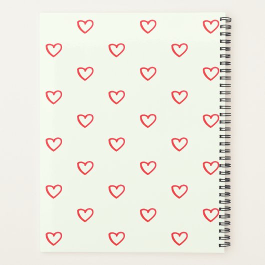Red Hearts Pattern, Liefde, Jouw naam, Personalise Planner (Achterkant)