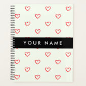 Red Hearts Pattern, Liefde, Jouw naam, Personalise Planner (Voorkant)