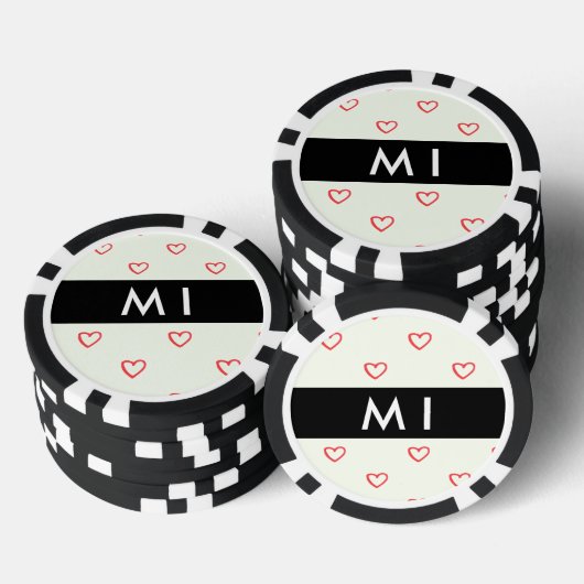 Red Hearts Pattern, Liefde, Jouw naam, Personalise Poker Chips (Opstapeling)