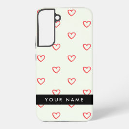 Red Hearts Pattern, Liefde, Jouw naam, Personalise Samsung Galaxy Hoesje