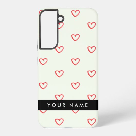 Red Hearts Pattern, Liefde, Jouw naam, Personalise Samsung Galaxy Hoesje (Achterkant)