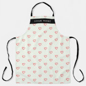 Red Hearts Pattern, Liefde, Jouw naam, Personalise Schort (Voorkant)