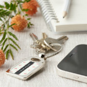 Red Hearts Pattern, Liefde, Jouw naam, Personalise Sleutelhanger (Zijkant)