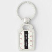 Red Hearts Pattern, Liefde, Jouw naam, Personalise Sleutelhanger (Voorkant)