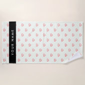 Red Hearts Pattern, Liefde, Jouw naam, Personalise Strandlaken (Voorkant)