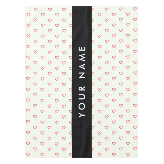 Red Hearts Pattern, Liefde, Jouw naam, Personalise Tafelkleed (Voorkant)