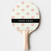 Red Hearts Pattern, Liefde, Jouw naam, Personalise Tafeltennisbatje (Voorkant)