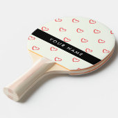 Red Hearts Pattern, Liefde, Jouw naam, Personalise Tafeltennisbatje (Voorkant Gekanteld)