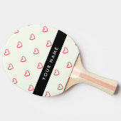 Red Hearts Pattern, Liefde, Jouw naam, Personalise Tafeltennisbatje (Zijkant)