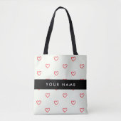 Red Hearts Pattern, Liefde, Jouw naam, Personalise Tote Bag (Voorkant)