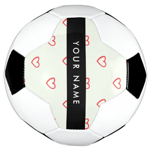 Red Hearts Pattern, Liefde, Jouw naam, Personalise Voetbal (Gedraaid)
