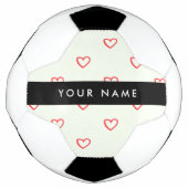 Red Hearts Pattern, Liefde, Jouw naam, Personalise Voetbal (Voorkant)