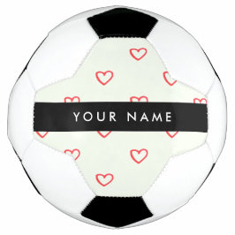 Red Hearts Pattern, Liefde, Jouw naam, Personalise Voetbal