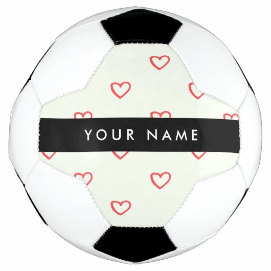 Red Hearts Pattern, Liefde, Jouw naam, Personalise Voetbal (Voorkant)