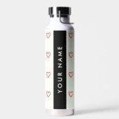 Red Hearts Pattern, Liefde, Jouw naam, Personalise Waterfles (Links)