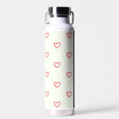 Red Hearts Pattern, Liefde, Jouw naam, Personalise Waterfles (Voorkant)