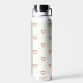 Red Hearts Pattern, Liefde, Jouw naam, Personalise Waterfles (Achterkant)