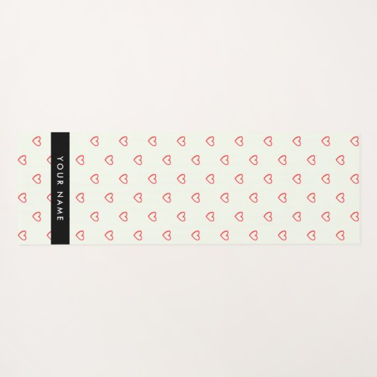 Red Hearts Pattern, Liefde, Jouw naam, Personalise Yogamat (Achterkant (horizontaal))
