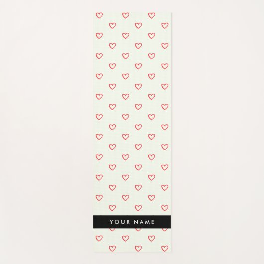 Red Hearts Pattern, Liefde, Jouw naam, Personalise Yogamat (Voorkant)