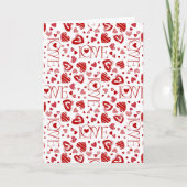 Red Hearts Pattern Love Script Happy Valentine's Kaart (Voorkant)