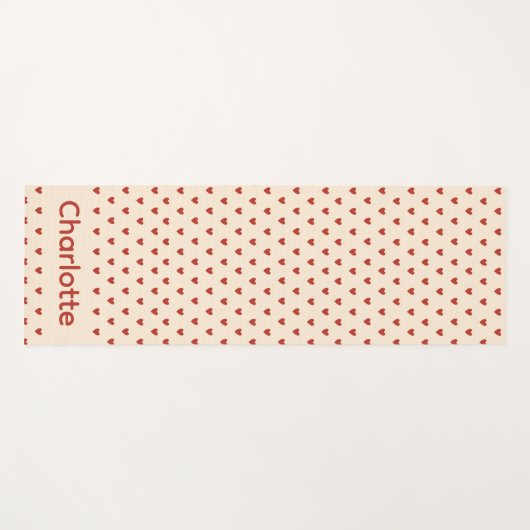 Red Hearts Pattern on Cream Background Yoga Mat (Voorkant (horizontaal))