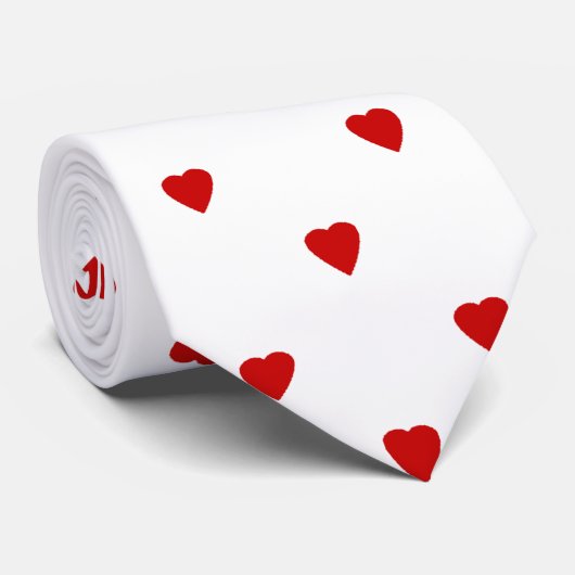 Red Hearts Pattern op een witte achtergrond. Stropdas (Opgerold)