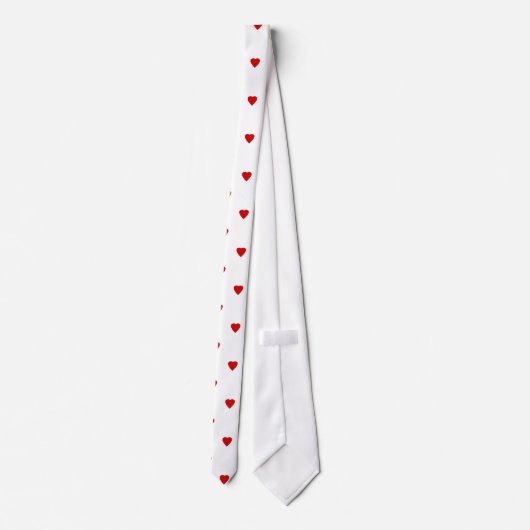 Red Hearts Pattern op een witte achtergrond. Stropdas (Achterkant)