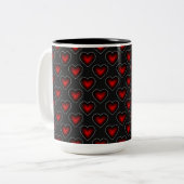 Red Hearts Pattern Red en Black Coffee Mok (Voorkant links)