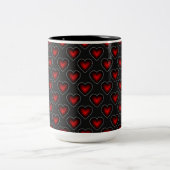 Red Hearts Pattern Red en Black Coffee Mok (Center)