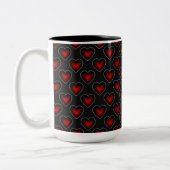 Red Hearts Pattern Red en Black Coffee Mok (Links)