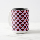 Red Hearts Pattern Red en Roze koffie Mok (Voorkant links)