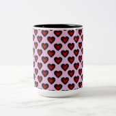Red Hearts Pattern Red en Roze koffie Mok (Center)