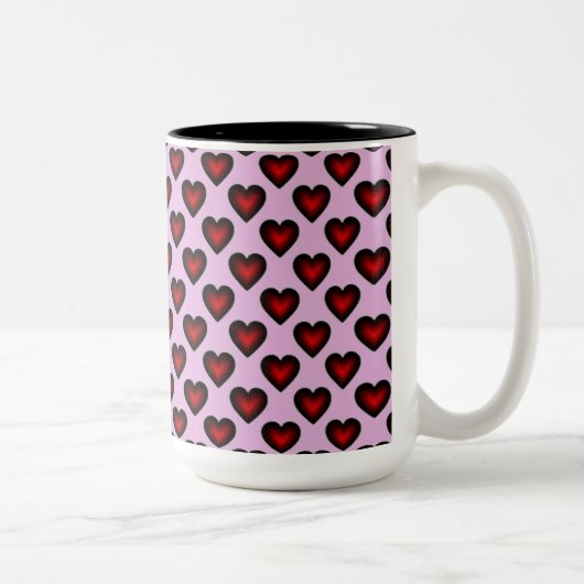 Red Hearts Pattern Red en Roze koffie Mok (Rechts)