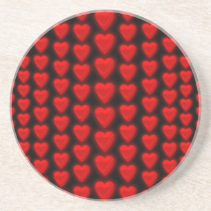 Red Hearts Pattern Sandstone Onderzetter