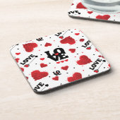 Red Hearts Pattern Valentijnsdag Bier Onderzetter (Linkerzijde)