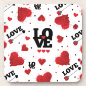 Red Hearts Pattern Valentijnsdag Bier Onderzetter (Voorkant)
