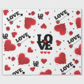 Red Hearts Pattern Valentijnsdag Cadeaupapier (Vlak)