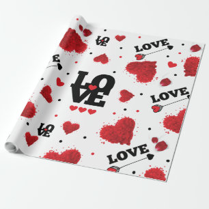Red Hearts Pattern Valentijnsdag Cadeaupapier