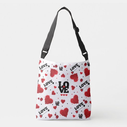 Red Hearts Pattern Valentijnsdag Crossbody Tas (Voorkant)