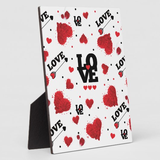 Red Hearts Pattern Valentijnsdag Fotoplaat (Zijkant)