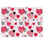 Red Hearts Pattern Valentijnsdag Groot Cadeauzakje (Achterkant)