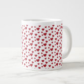 Red Hearts Pattern Valentijnsdag Grote Koffiekop (Voorkant rechts)