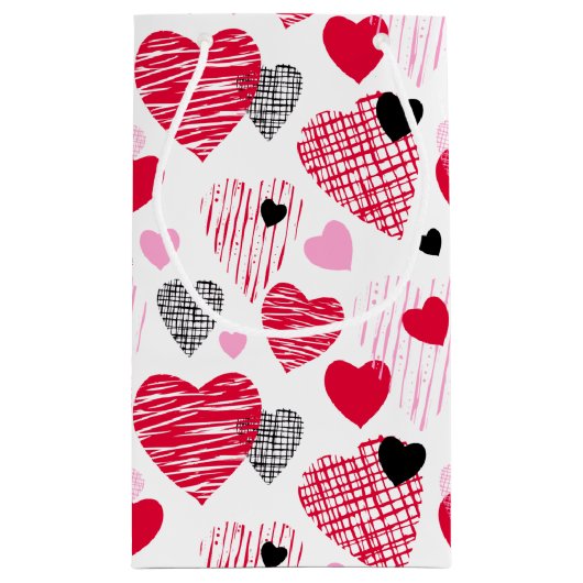 Red Hearts Pattern Valentijnsdag Klein Cadeauzakje (Achterkant)