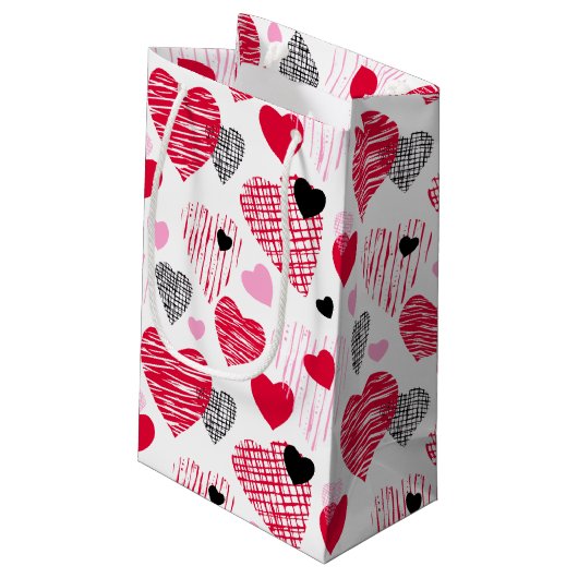 Red Hearts Pattern Valentijnsdag Klein Cadeauzakje (Achterkant Gekanteld)