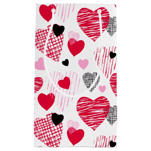 Red Hearts Pattern Valentijnsdag Klein Cadeauzakje (Voorkant)