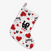 Red Hearts Pattern Valentijnsdag Kleine Kerstsok (Voorkant (Hangend))