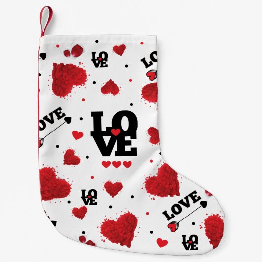Red Hearts Pattern Valentijnsdag Kleine Kerstsok (Voorkant)