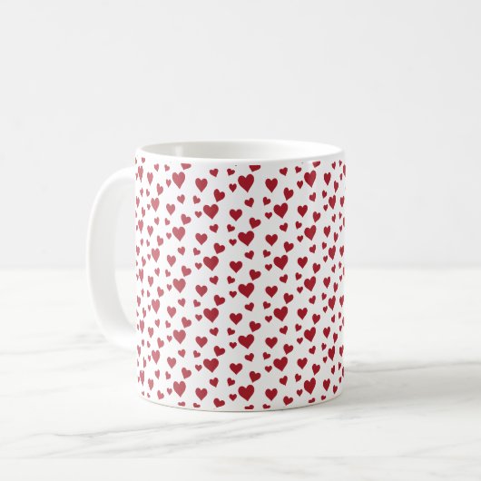 Red Hearts Pattern Valentijnsdag Koffiemok (Voorkant links)