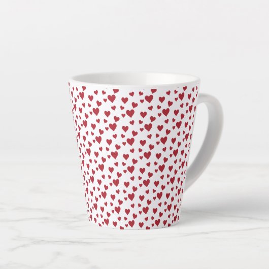 Red Hearts Pattern Valentijnsdag Latte Mok (Rechterhoek)